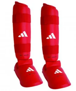 Protège-tibias et Protège-pieds Adidas Rouge et Bleu Homologués WKF