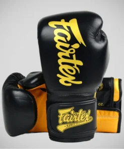 Gants de Muay Thai Fairtex Super Sparring BGV18 Noir-or
