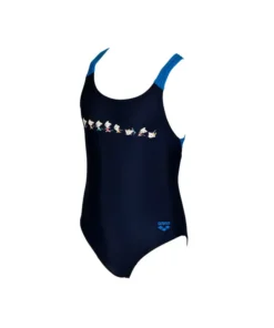 Bañador arena para niña Friends Swim Pro Back Azul Marino/Turquesa