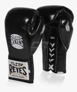 Gants de boxe Cleto Reyes Safetec CB4 Noir-argent avec lacets