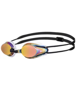 Gafas de natación para competición arena unisex Tracks Mirror – Blanco/Rojo Revo