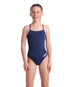 Bañador liso arena Performance para niña Challenge Team – Marino/Blanco