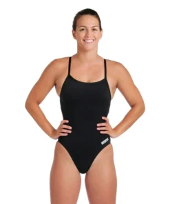 Bañador liso arena Performance para mujer Challenge Team – Blanco Negro