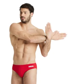 Bañador slip liso arena Performance para hombre Team – Rojo Blanco