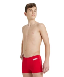 Bañador corto liso arena Performance para niño Team – Rojo Blanco