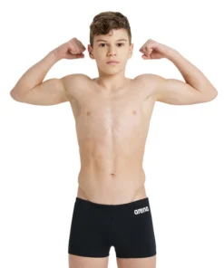 Bañador corto liso arena Performance para niño Team – Blanco Negro