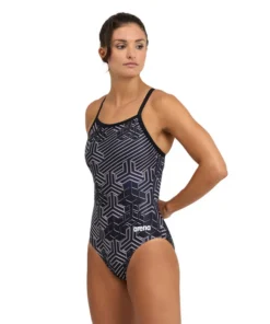 Bañador de natación de mujer Kikko Pro Lightdrop Back Arena – Negro/Negro