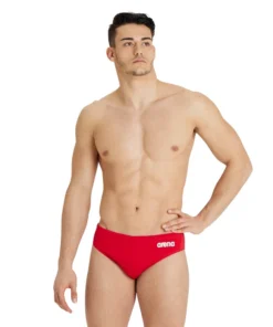 Bañador Team Swim Briefs Waterpolo Solid – Rojo/Blanco