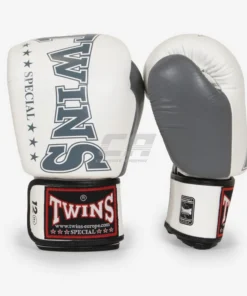 Gants de Muay Thai Twins Special BGVL 8 Blanc-gris