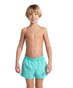 Bañador short arena para niño Logo R – Agua/Azul Marino