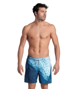 Bóxer de playa arena para hombre Placed – Blanco/Agua
