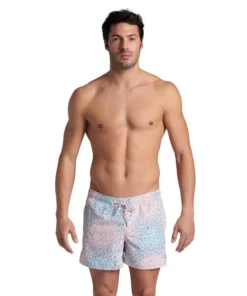 Bañador short arena para hombre Allover – Blanco/Púrpura