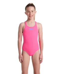 Bañador liso arena Performance para niña Swim Pro Team – Rosa Impactante