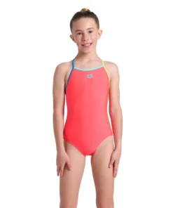 Bañador liso arena Feel para niña Light Drop Back – Rojo Fluor/Freak
