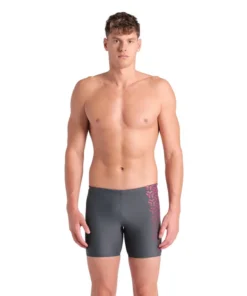 Bañador mid jammer arena Feel para hombre – Asfalto/Rojo