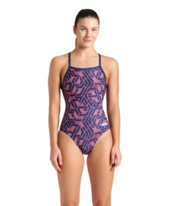Bañador arena Performance para mujer Escape Lightdrop Back – Marino/Rojo Team