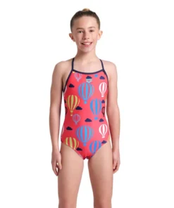 Bañador arena Performance para niña Balloons Lightdrop Back – Coral Brillante