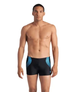 Bañador short arena Feel para hombre Openings – Negro/Turquesa