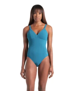 Bañador Shapewear arena para mujer Lara copa B – Verde Azul