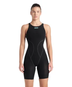 BAÑADOR POWERSKIN IMPULSO Espalda Abierta para mujer – Negro/Verde Azulado