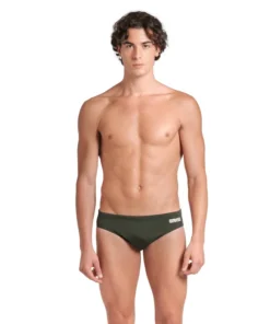 Bañador slip liso arena Performance para hombre Team Salvia Oscuro – Blanco