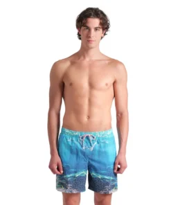 Short de playa bóxer arena para hombre Water Print Agua Multi