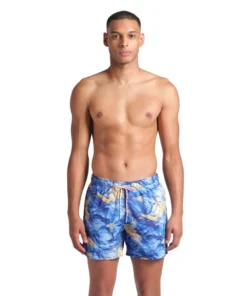Short de playa arena para hombre Water Print Allover Río Azul