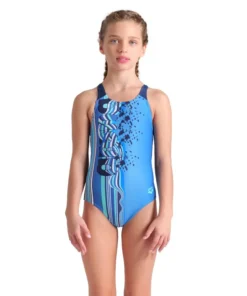 Bañador arena Performance para niña Palette Swim Pro Back Marino Multi