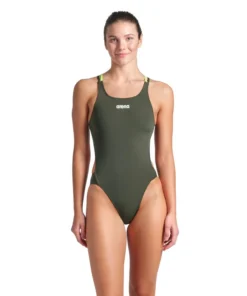 Bañador arena Performance para mujer Solid Tech Back Salvia Oscura – Ártico