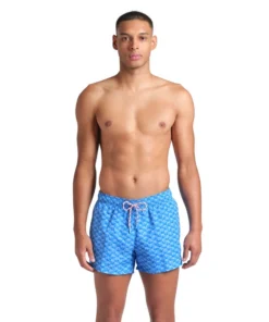 X-Shorts de playa arena para hombre Water Print Allover Río Azul