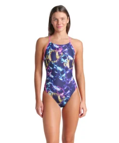 Bañador arena Feel para mujer Soap Bubbles Web Back Azul Multi