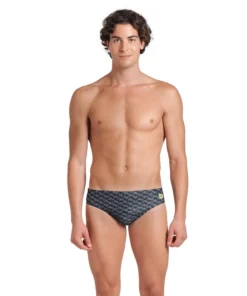 Bañador slip arena Performance para hombre Monogram Salvia Oscura Multi