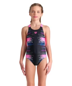 Bañador con forro delantero arena Feel para niña Rhythm V Back Negro Multi