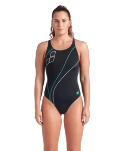 Bañador arena Performance para mujer Trail V Back Negro