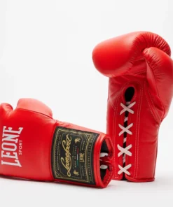 Gants de boxe Leone Sport Orlando Classico avec lacets Rouge