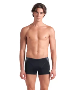 Bañador short arena Performance para hombre Monogram Negro – Salvia Oscuro
