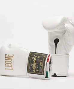 Gants de boxe Leone Sport Orlando Tricolore avec velcro Blanc