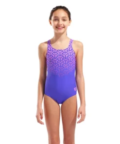 Bañador arena Feel Kikko V Swim Pro Back para niña – Indaco/Orquídea