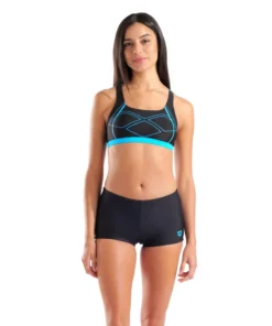 Bikini arena Feel para mujer Graphic – Negro/Turquesa