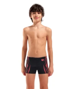 Bañador short arena Performance para niño Poseidonia – Negro/Calipso