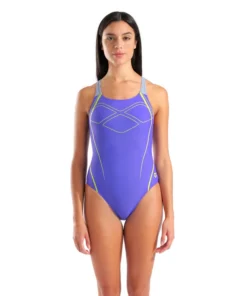 Bañador arena Feel para mujer Graphic Swim Pro Back – Indaco/Espuma De Mar