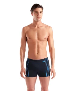 Bañador short arena Performance para hombre Poseidonia – Negro/Turquesa