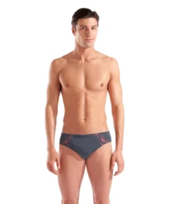 Bañador slip arena Performance para hombre Poseidonia – Asfalto/Brillante
