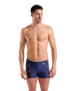 Bañador short arena Feel para hombre Graphic – Azul Marino/Lima Ártico