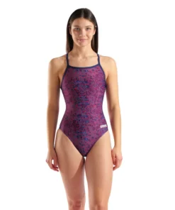 Bañador arena Performance Snakeskin Lightdrop Back para mujer – Marino/Team