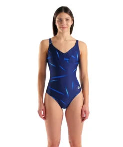 Bañador arena Performance Stars Rain U Back para mujer – Marino Multicolor
