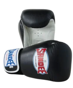 Gants de boxe en cuir authentique Sandee – Noir/Blanc