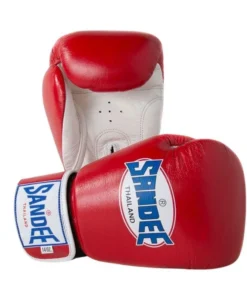 Gants de boxe en cuir authentique Sandee – Rouge/Blanc