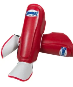 Protège-tibias Sandee pour enfants, Muay Thai – Rouge/Blanc