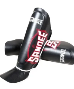 Protège-tibias en cuir Sandee Cool-Tec – Noir/Rouge